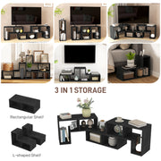 Black Extendable TV Stand for TVs up to 75 Inches with Storage Shelves by HOMCOM