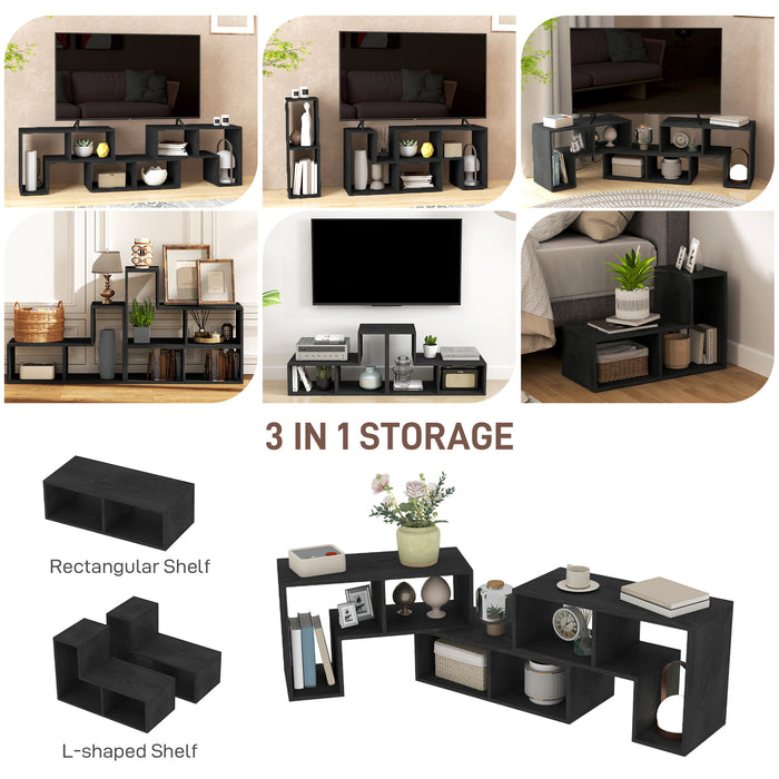 Black Extendable TV Stand for TVs up to 75 Inches with Storage Shelves by HOMCOM