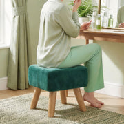 HOMCOM Velvet Square Padded Footstool - Dark Green AOSOM