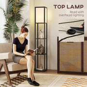 Modern Floor Lamp with 3 Storage Shelves for Living Room or Bedroom Lighting Black AOSOM