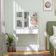 Dressing Table with Mirror and Hidden Storage for Bedroom Organisation, White