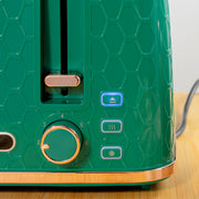 Fast Boil 17L Jug Kettle and 4 Slice Toaster Set with Browning Control Green