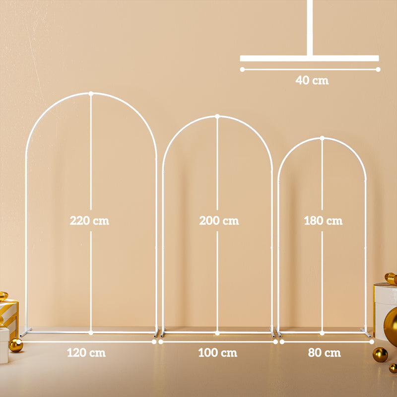 Outsunny Wedding Arch Frame Set, Metal Balloon Arch Stand Set, Balloon Arch Stand Set for Birthday Party, 2.2, 2, 1.8 m White AOSOM