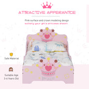 Pink Toddler Princess Bed with Safety Rails and Slats for Girls Aged 3 to 6 Years