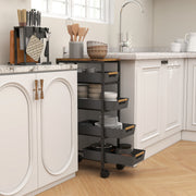5 Tier Rolling Storage Trolley With Removable Drawers For Home Or Office, Black