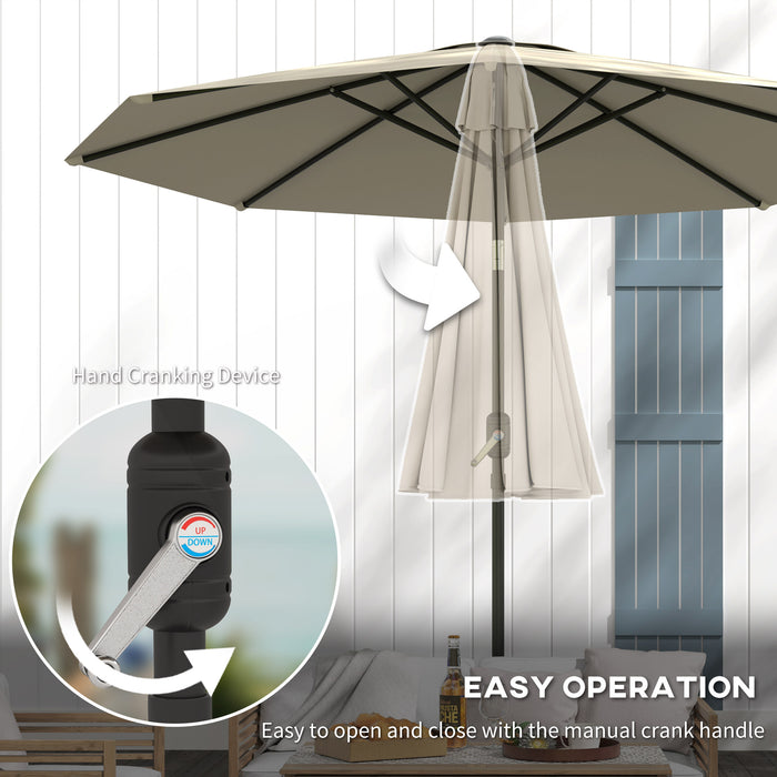 Light Grey 2.7M Garden Parasol Umbrella With Tilt and Crank by Outsunny