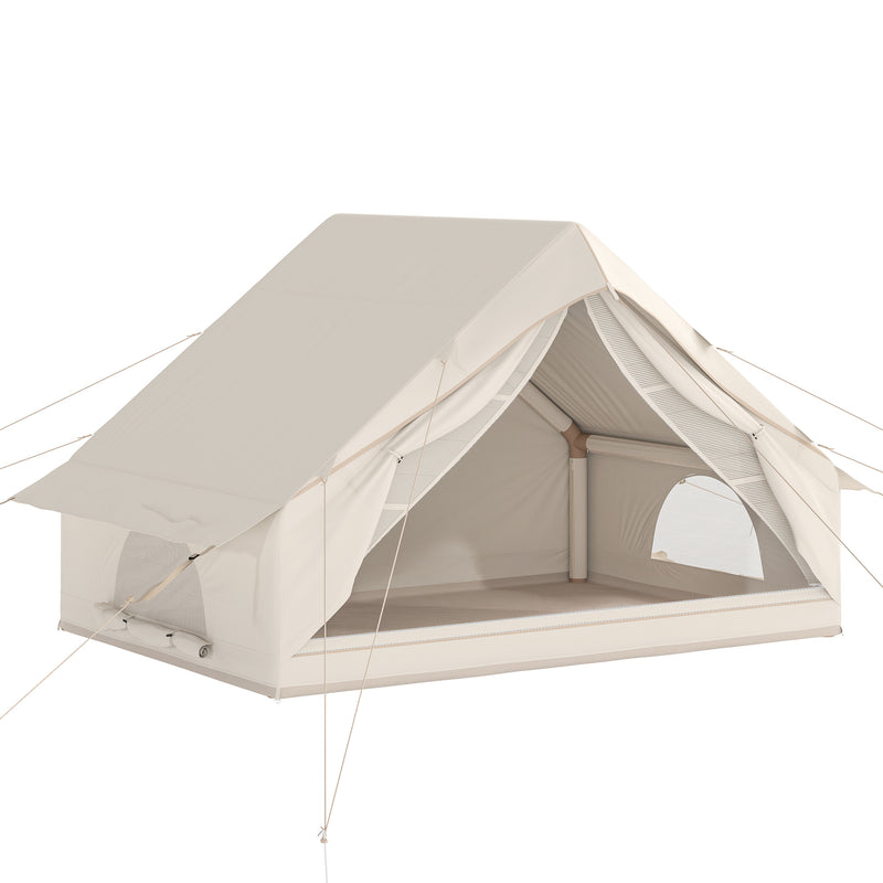 Inflatable Camping Tent For 2–4 People With Pump, Waterproof, Windproof, Beige