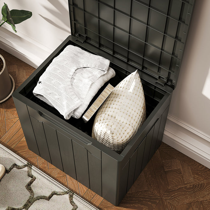 Charcoal Grey 107L Plastic Storage Chest with Lid for Indoor and Outdoor Use by HOMCOM