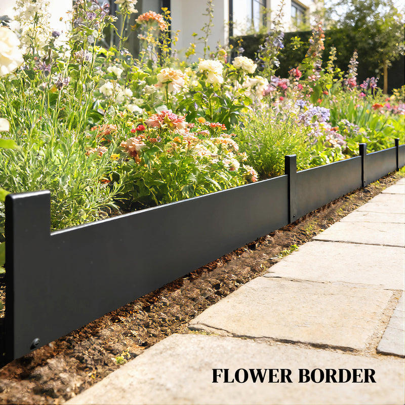 Metal Garden Border Fence Easy Fit Flexible Panels for Neat Flowerbeds and Paths Black AOSOM