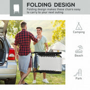2 Piece Folding Garden Chairs Set with Armrests for Camping Beach or Patio Cream White AOSOM