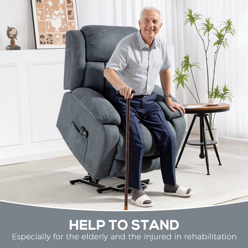 Electric Recliner Massage Chair with Lift Assist and Footrest for Elderly Support Grey