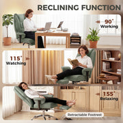 Ergonomic Office Chair with Reclining Footrest for All Day Comfort and Pet Friendly Faux Leather Green Homcom
