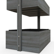 Four Tier Grey Wooden Plant Stand with Baskets for Garden and Patio by Outsunny