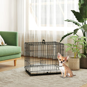 Foldable Black Dog Crate with Two Doors Tray and Cushion for Extra Small Dogs 60 x 40 x 50 by PawHut