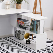 L Shaped Corner Desk with Rotating Shelves for Small Home Office Spaces White AOSOM