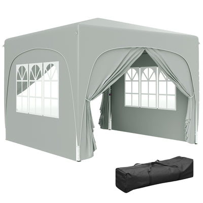 Light Grey 3 x 3m Pop Up Gazebo Shelter with Sides UPF50+ by Outsunny