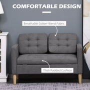 2 Seater Sofa with Hidden Storage and Wood Legs Ideal for Small Living Rooms Grey