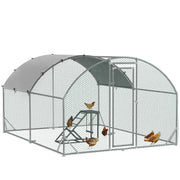Large Walk In Chicken Run with Activity Shelf and Roof Cover for Backyard Use, Green