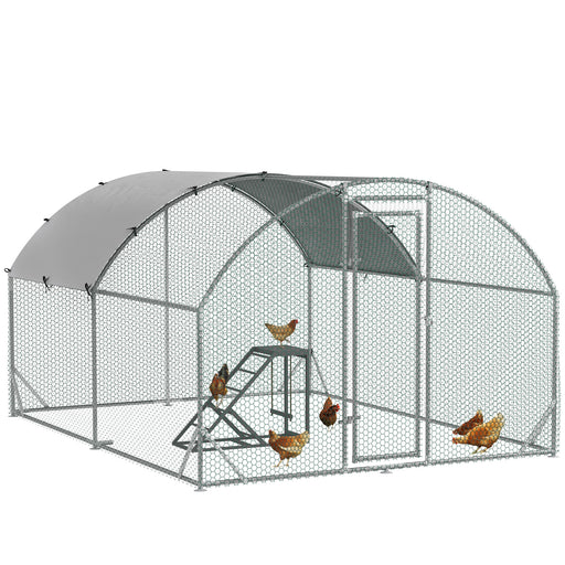Large Walk In Chicken Run with Activity Shelf and Roof Cover for Backyard Use, Green