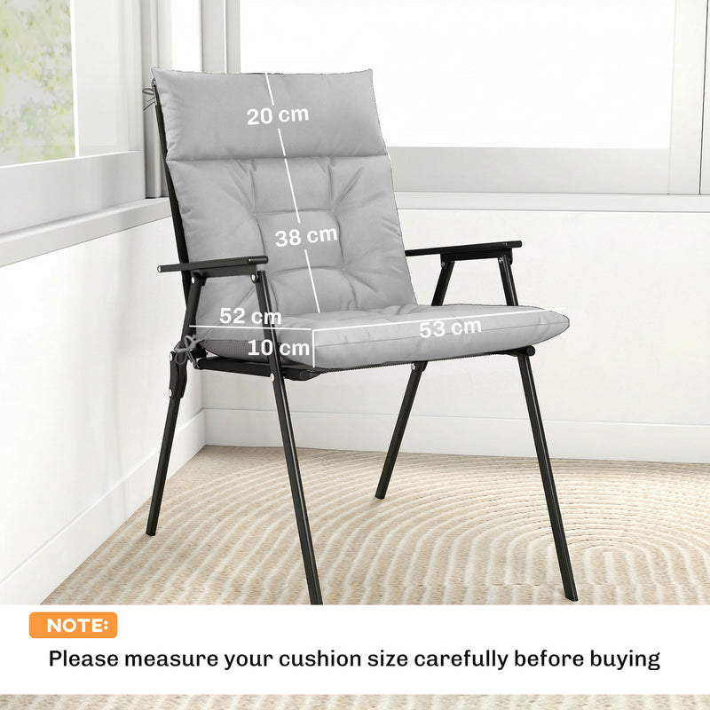 Garden Chair Cushion Set of 4 with Headrest and Back Support Water Repellent Light Grey Outsunny