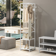 White Multi Storage Clothes Rail With Shelves And Hanging Space