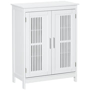 White Freestanding Bathroom Floor Cabinet With Shelves For Towels And Toiletries Storage