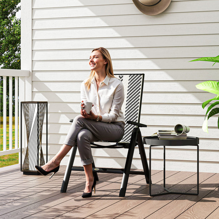 Black Rattan Reclining Garden Chairs Set Weather Resistant and Adjustable by Outsunny