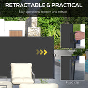 Black Retractable Side Awning Privacy Screen 400x160cm For Garden Balcony Or Hot Tub