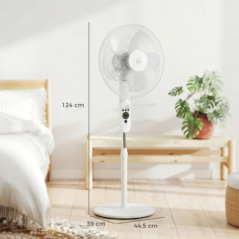 Pedestal Fan with Remote Control and Quiet Sleep Mode for Bedrooms and Living Rooms White