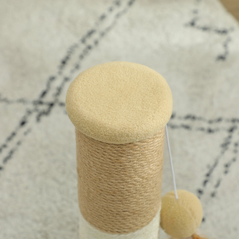 Brown Cat Scratching Post 47cm with Jute Sisal Rope and Hanging Toy Ball by PawHut