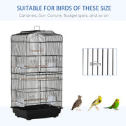 Large Metal Bird Cage with Stand and Swing for Budgies and Parakeets, Black