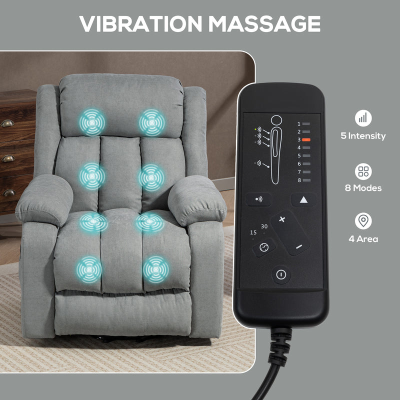 Electric Recliner Chair with Eight Point Massage and Lift Function for Home Comfort Light Grey