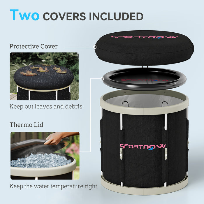 Black 210L Portable Ice Bath Tub for Cold Water Therapy and Recovery by SPORTNOW