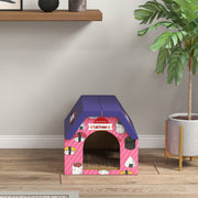 2 in 1 Cardboard Cat House with Scratching Board for Indoor Cats, Pink AOSOM