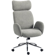 Ergonomic Office Chair with Adjustable Headrest and Boucle Fabric for Home Working Charcoal Grey AOSOM