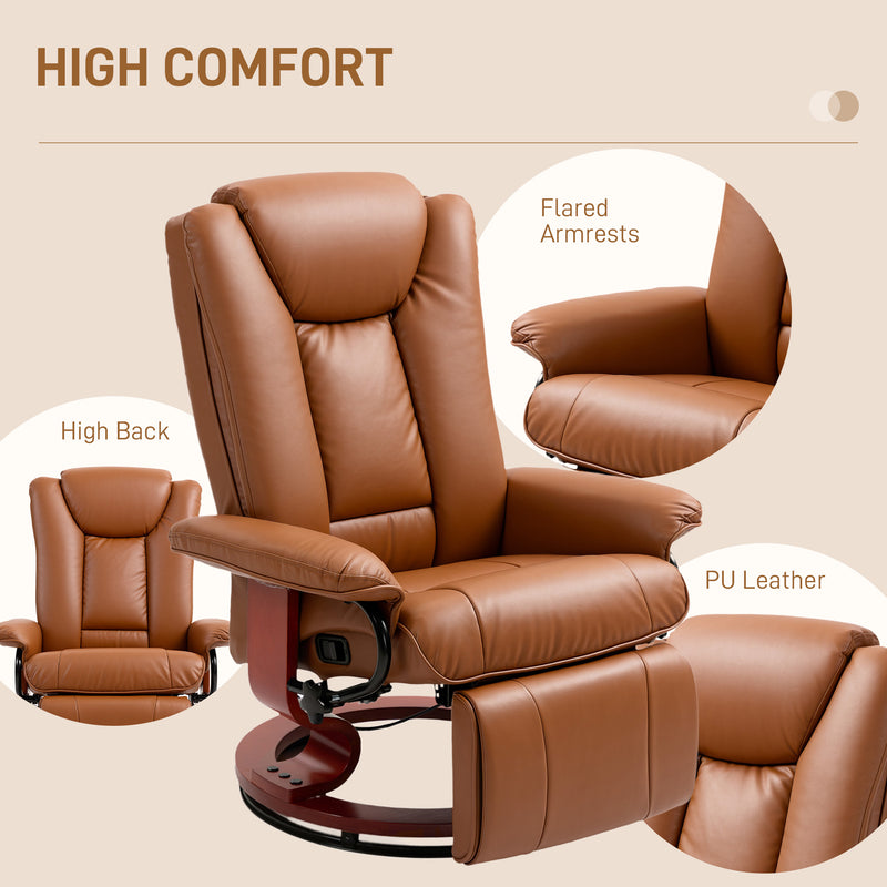 Brown Faux Leather Executive Recliner Chair with Padded Armrests For Home or Office by HOMCOM