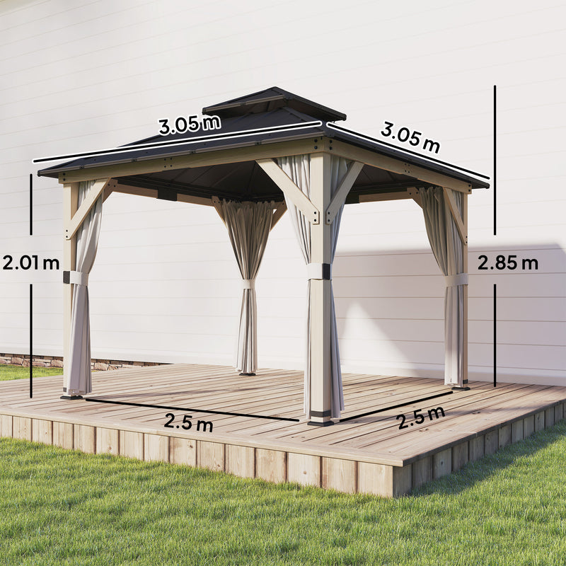 Wooden Garden Gazebo with Steel Roof for Year-Round Shelter and Privacy Weathered Grey