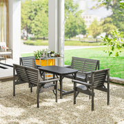 Wooden 6 Seater Garden Dining Set with Armchairs and Table for Patio Dining, Grey
