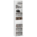White 260 CD Storage Unit Slim Tall Media Tower Shelf for Home or Office