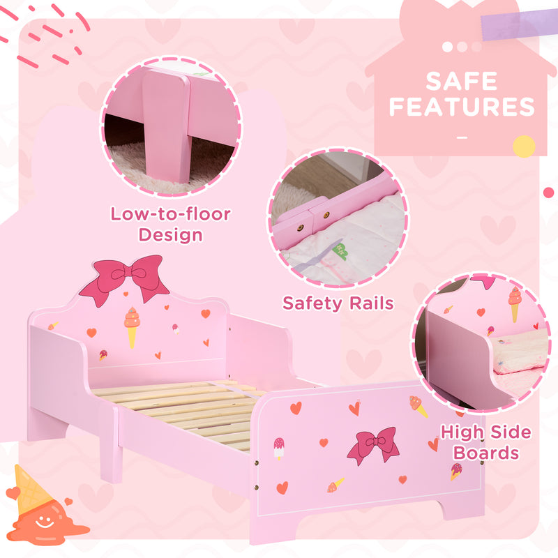 3 Piece Kids Bedroom Furniture Set with Bed Dressing Table and Stool for Ages 3 to 6 Pink AOSOM
