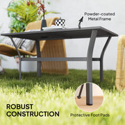 Dark Grey Metal Garden Coffee Table Rectangular Outdoor Side Table With Slatted Top by Outsunny