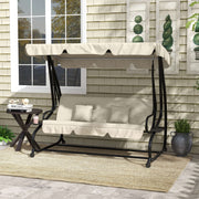 Cream Convertible 3 Seater Swing Chair Bed for Garden and Patio by Outsunny