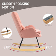 Pink Velvet Feel Rocking Armchair with Padded Seat and Wooden Base by HOMCOM