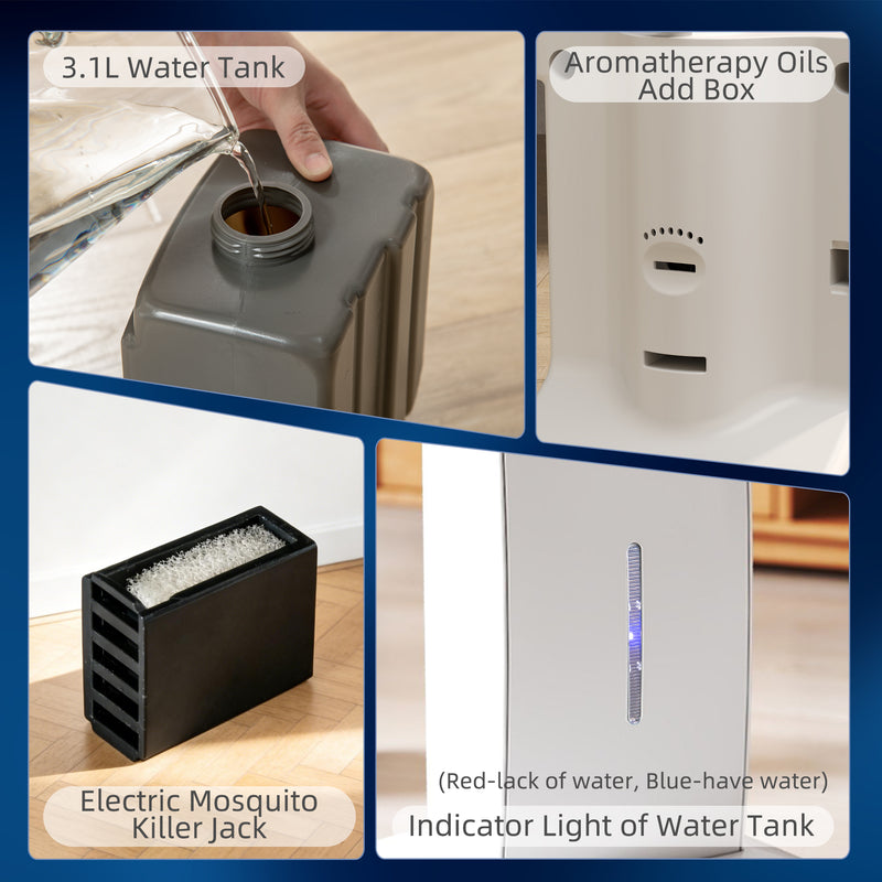Standing Fan With Misting System and Remote Control for Cool Bug-Free Home White AOSOM