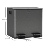 30L Dual Compartment Recycling Bin With Deodoriser Holders For Kitchen Use Black