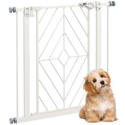 Pressure Fit Stair Gate for Dogs with Auto Close Door and Double Locking System White
