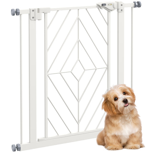 Pressure Fit Stair Gate for Dogs with Auto Close Door and Double Locking System White