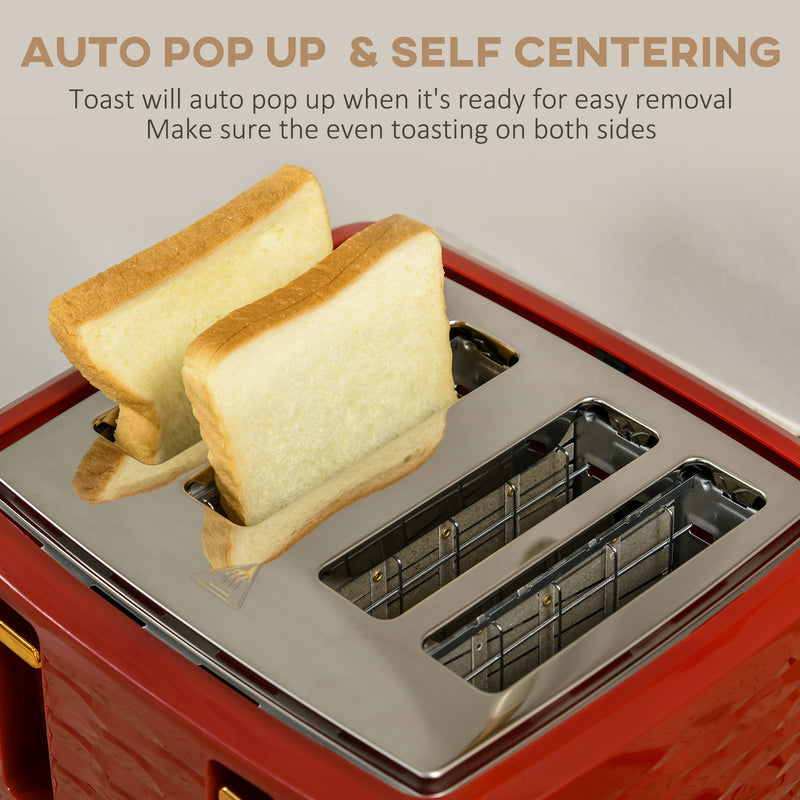 3000W Rapid Boil Kettle and 4 Slice Toaster Set with Browning Control Red