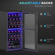 32 Bottle Dual Zone Wine Fridge 5-18 Degrees Farenheit Black by HOMCOM