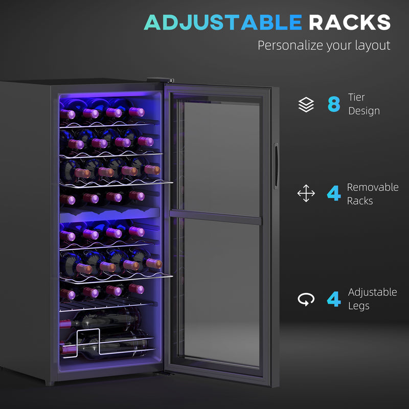 32 Bottle Dual Zone Wine Fridge 5-18 Degrees Farenheit Black by HOMCOM